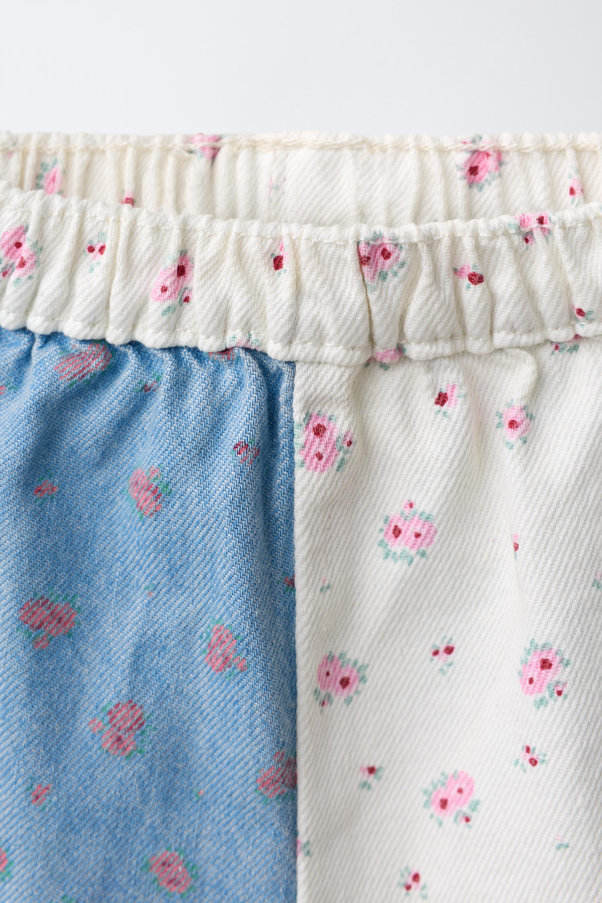 BERMUDA EN JEAN PATCHWORK FLEURS